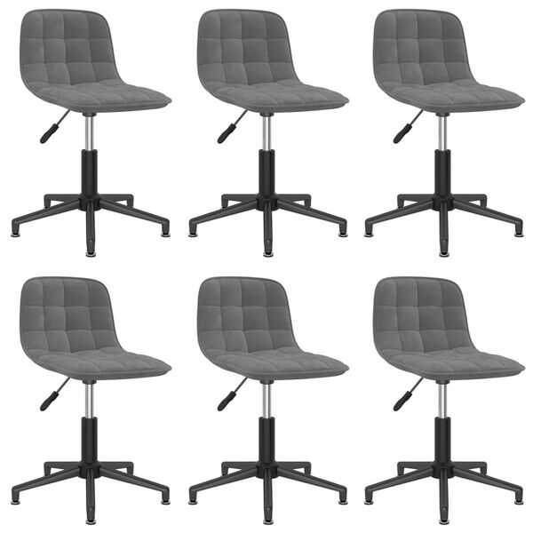 vidaXL Cadeiras de jantar girat&oacute;rias 6 pcs veludo cinzento-escuro