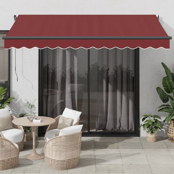 vidaXL Toldo retr&aacute;til manual com luzes LED 350x250 cm bord&ocirc;