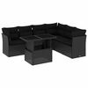 vidaXL 7 pcs conjunto de sof&aacute;s p/ jardim c/ almofad&otilde;es vime PE preto