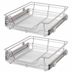 vidaXL Cestos de arame extra&iacute;veis 2 pcs 500 mm prateado