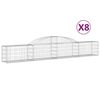 vidaXL Cestos gabião arqueados 8 pcs 300x30x40/60 cm ferro galvanizado