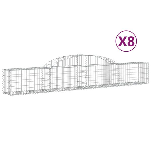 vidaXL Cestos gabião arqueados 8 pcs 300x30x40/60 cm ferro galvanizado