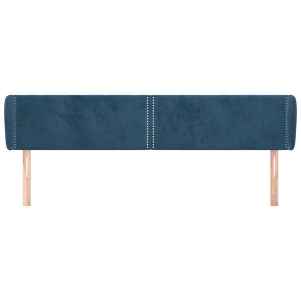 vidaXL Cabeceira de cama c/ abas veludo 163x23x78/88cm azul-escuro