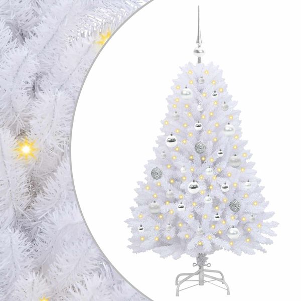 vidaXL &Aacute;rvore de Natal Articulada Artificial Branco 120 cm PVC e A&ccedil;o