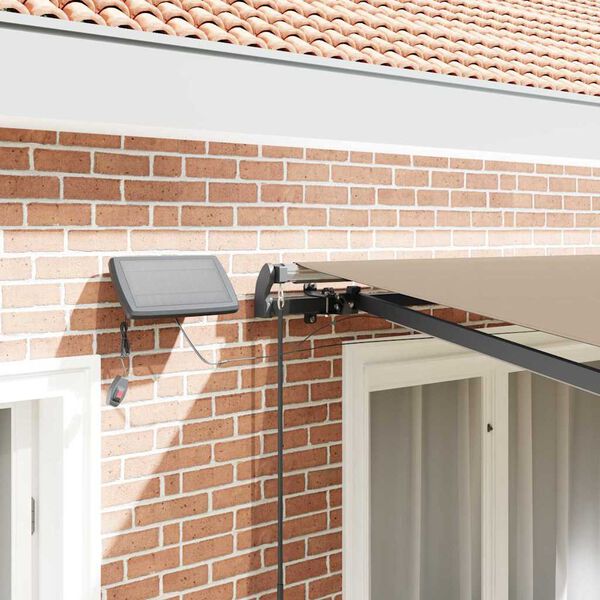 vidaXL Toldo Retrátil com luzes de tira LED Bege 300 x 250 cm tecido