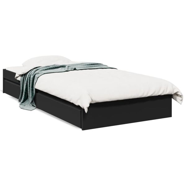 vidaXL Estrutura de cama c/ gavetas 100x200 cm derivados madeira preto