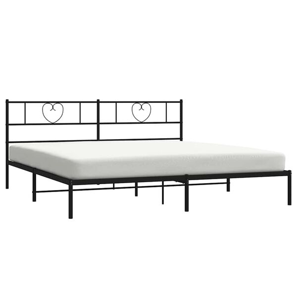 vidaXL Estrutura de cama em metal com cabeceira 180x200 cm preto