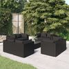 vidaXL 9 pcs conjunto lounge de jardim c/ almofadões vime PE preto