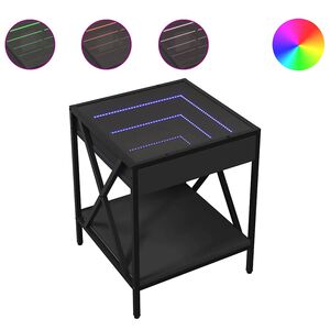 vidaXL Mesa de centro com luzes LED Infinity 40x40x49 cm preto