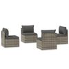 vidaXL Sof&aacute;s de centro para jardim 4 pcs 57x57x56 cm vime PE cinza