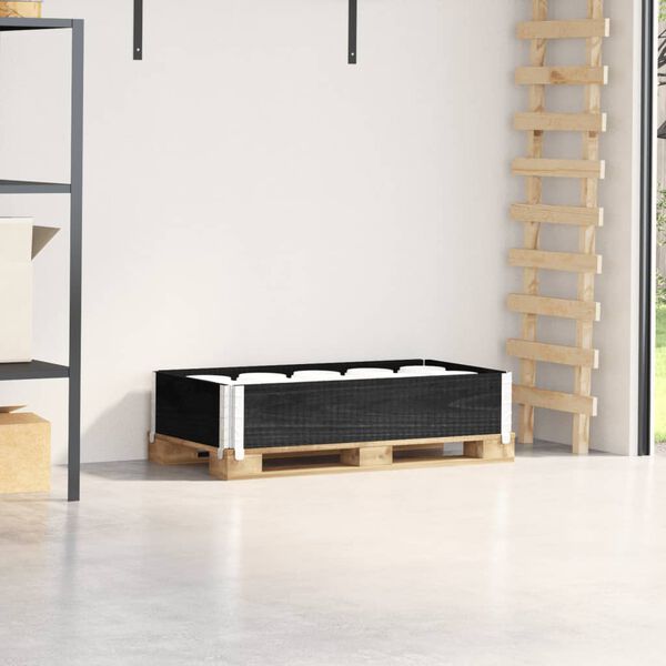 vidaXL Colar para paletes 100x50 cm madeira de pinho maci&ccedil;a preto