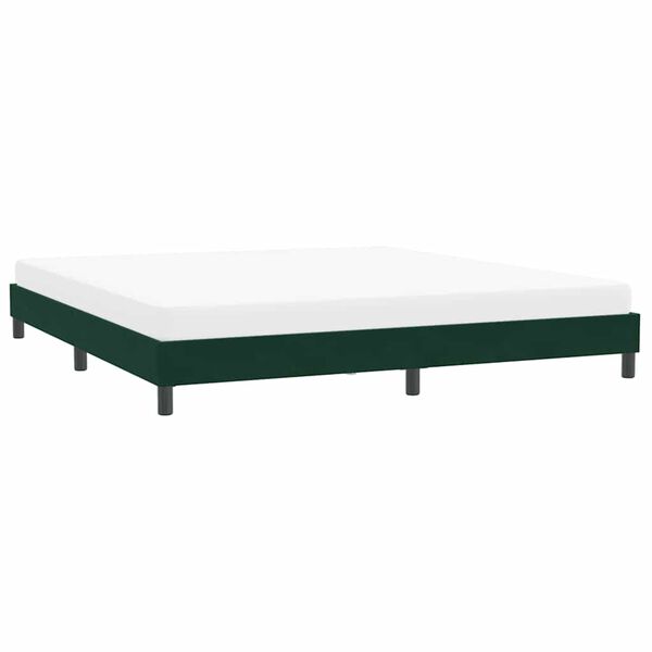vidaXL Estrutura de cama sem colch&atilde;o 200x210 cm veludo verde-escuro