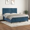 vidaXL Cama com molas/colch&atilde;o 180x200 cm veludo azul-escuro