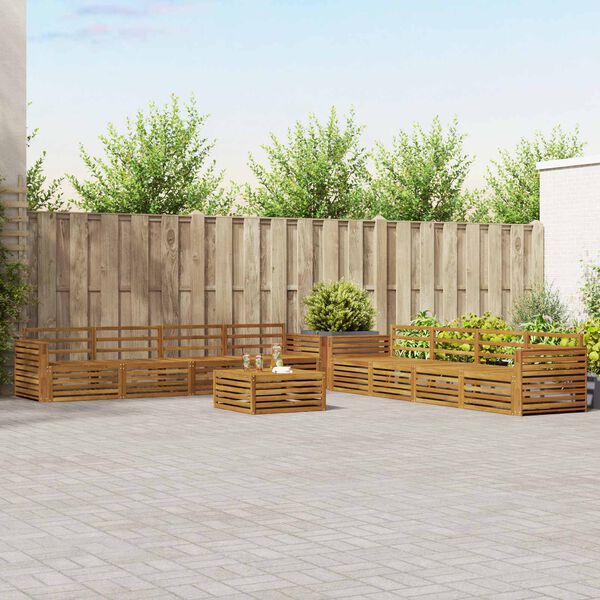 vidaXL Conjunto de Sof&aacute;s para Exterior 9 pcs Natural