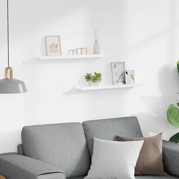 vidaXL Unidade de prateleiras com rebordo 2 pcs 60x9x3 cm MDF branco