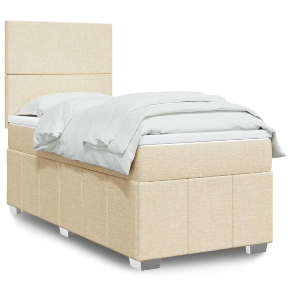 vidaXL Cama com molas/colch&atilde;o 80x200 cm tecido cor cr&egrave;me