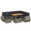 vidaXL 8 pcs conjunto sof&aacute;s de jardim c/ almofad&otilde;es vime PE cinzento