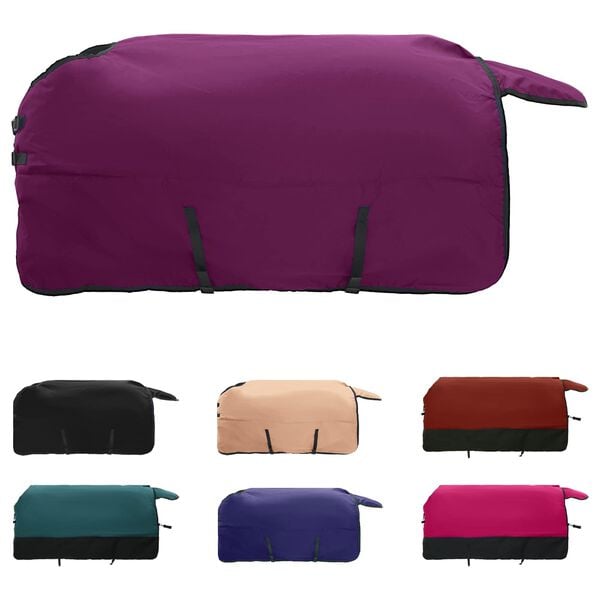 vidaXL Cobertor de Cavalo Verde Escuro e Preto 145 cm Poli&eacute;ster