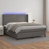 vidaXL Cama box spring c/ colch&atilde;o/LED 160x200cm couro artificial cinza