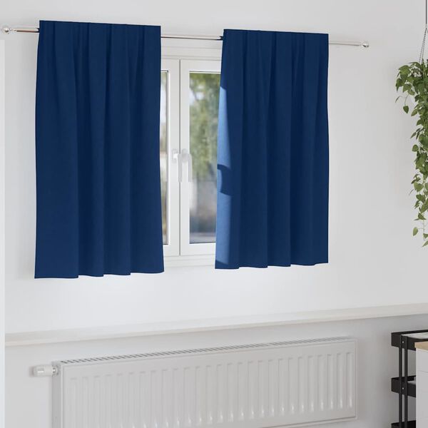 vidaXL Cortinas Blackout com Argolas 2 pcs Azul Escuro 140 x 140 cm