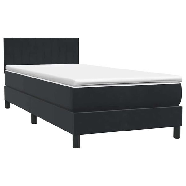 vidaXL Cama com molas/colch&atilde;o preto 80x210 cm veludo