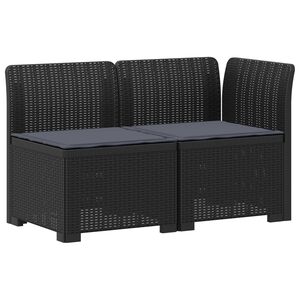 vidaXL Sof&aacute; de Jardim 2 Lugares com Almofadas Look Rattan PP Antracite