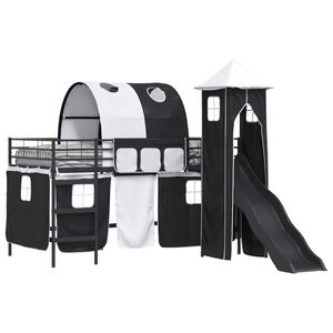 vidaXL Estrutura de Cama Loft para Crian&ccedil;as Preto 79,5 x 200 cm Metal