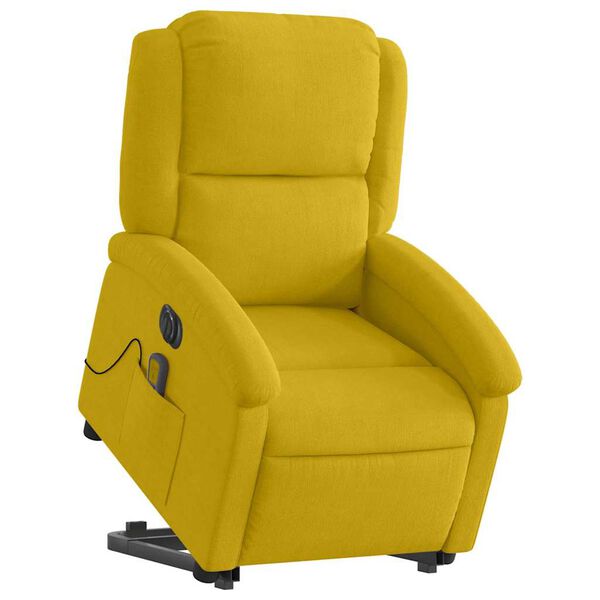 vidaXL Poltrona massagens reclin. elevat&oacute;ria el&eacute;trica veludo amarelo