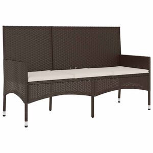 vidaXL Banco de jardim de 3 lugares com almofad&otilde;es vime PE castanho