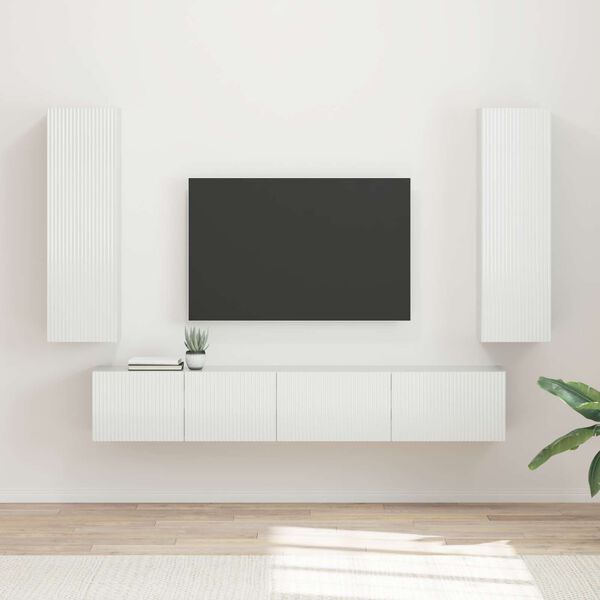 vidaXL Conjunto de m&oacute;vel de TV 3 pcs Branco Brilhante