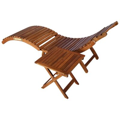 vidaXL Espreguiçadeira com mesa madeira de acácia maciça castanho