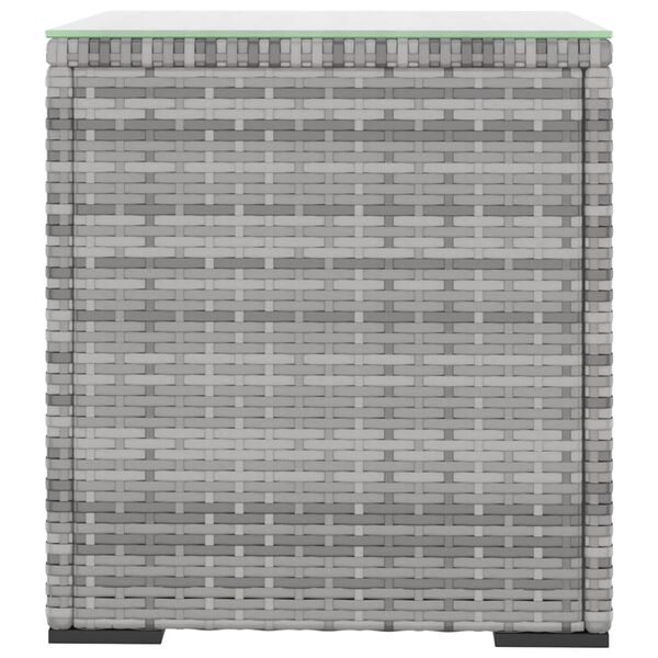 vidaXL Mesa de apoio 40x37x40,5 cm vime PE e vidro temperado cinza