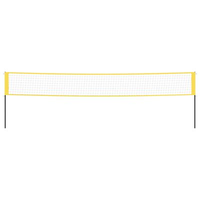 vidaXL Rede de badminton 600x155 cm tecido PE amarelo e preto