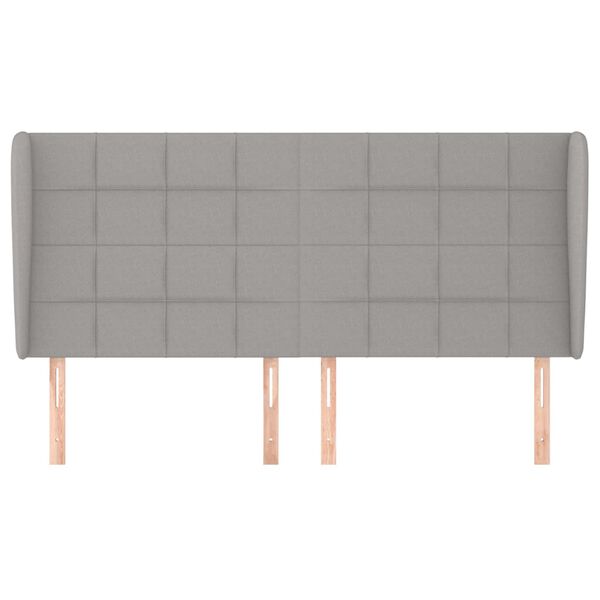 vidaXL Cabeceira cama c/ abas tecido 203x23x118/128 cm cinzento-claro