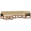 vidaXL Conjunto de Sof&aacute;s para Exterior 6 unid. Natural e Bege