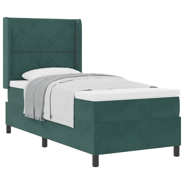 vidaXL Cama Box com cabeceira Verde Escuro 90 x 200 cm Veludo