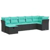 vidaXL 7 pcs conjunto de sof&aacute;s p/ jardim c/ almofad&otilde;es vime PE preto