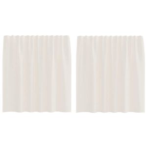 vidaXL Cortinas de voile com aba 2 pcs creme
