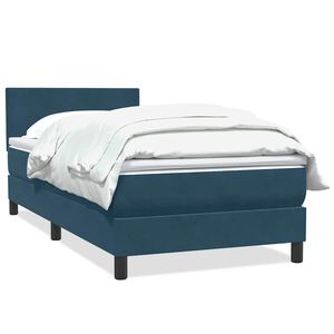 vidaXL Cama com molas/colch&atilde;o azul-escuro 80x210 cm veludo