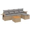 vidaXL 6 pcs conj. sof&aacute;s jardim c/ almofad&otilde;es vime PE bege misturado