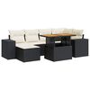 vidaXL 7 pcs conjunto de sof&aacute;s p/ jardim c/ almofad&otilde;es vime PE preto