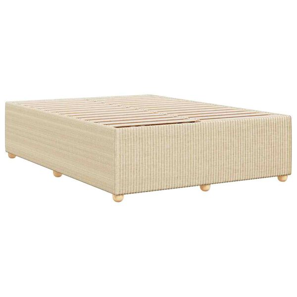vidaXL Estrutura de cama sem colch&atilde;o 140x200 cm tecido cor creme