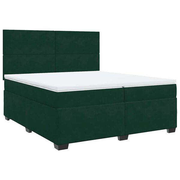 vidaXL Cama com molas/colch&atilde;o 200x200 cm veludo verde-escuro