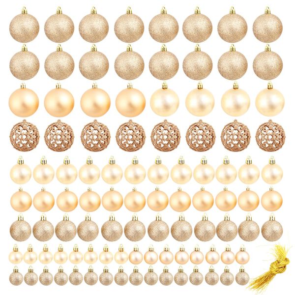 vidaXL Conjunto de bolas de natal 100 pcs 3/4/6 cm rosa/dourado