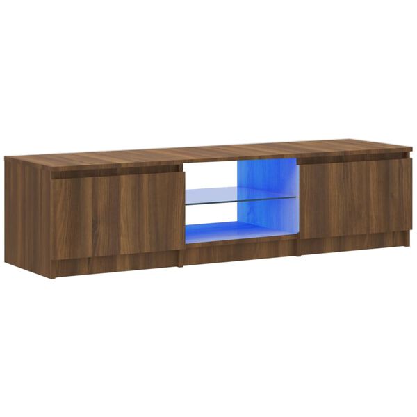 vidaXL M&oacute;vel de TV com luzes LED 140x40x35,5 cm carvalho castanho
