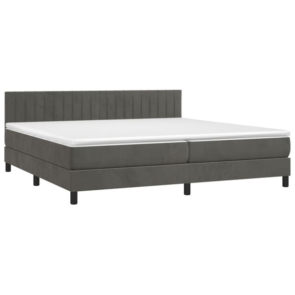 vidaXL Cama box spring c/ colch&atilde;o/LED 200x200cm veludo cinzento-escuro