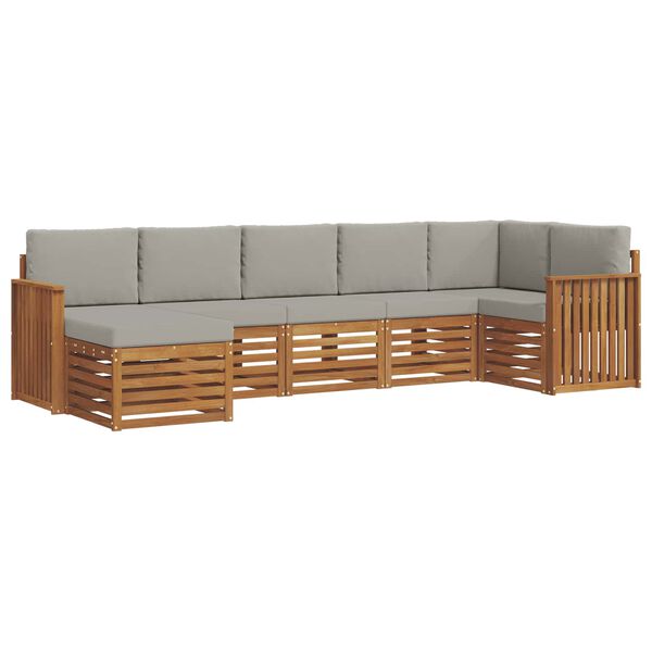 vidaXL Conjunto de Sof&aacute; Sectional 7 pcs Cinza Natural e Claro