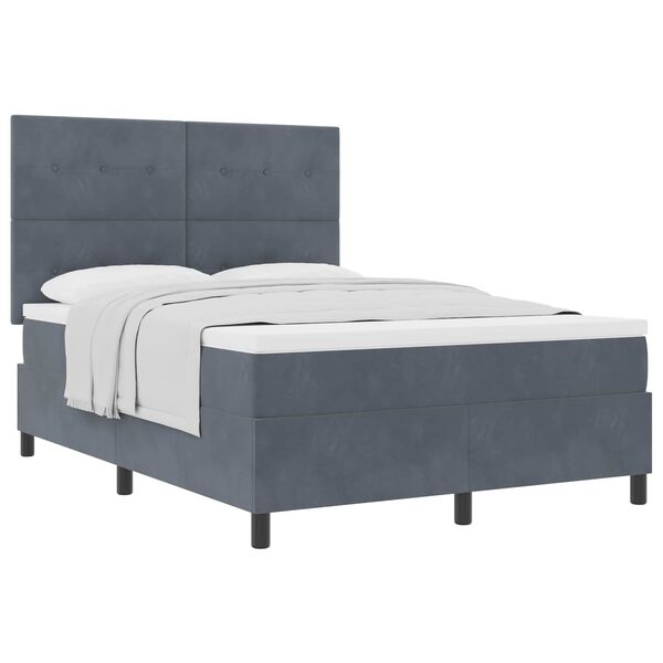vidaXL Cama Box com colch&atilde;o Cinza Escuro 140 x 190 cm tecido