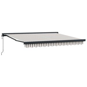 vidaXL Toldo retr&aacute;til Cinza Claro e Branco 450 &times; 300 cm Tecido e Metal