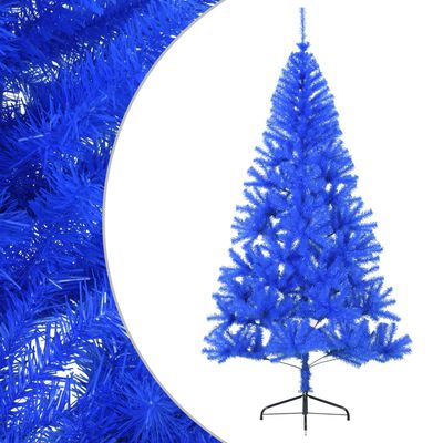 vidaXL Meia árvore de Natal artificial com suporte 180 cm PVC azul